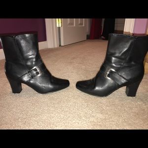 Black with Silver Buckles Ankle Boots